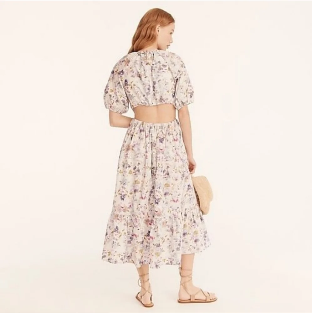 Flora Obscura X J.Crew side cutout dress in kaleidoscope floral Size 0  NEW